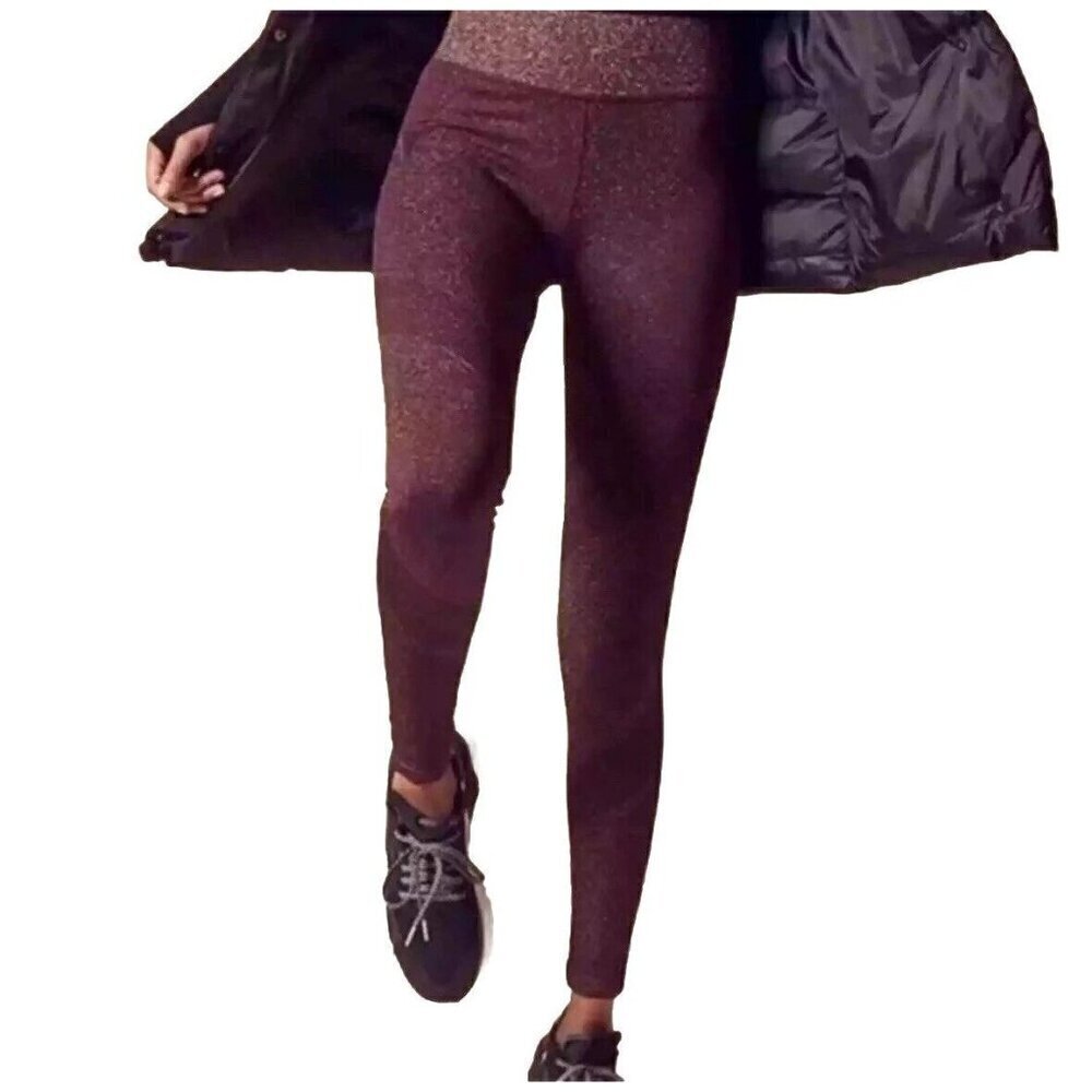 Athleta Leggings Womens Small Purple Twilight Tight Glitter Pants Yoga Running - Picture 2 of 7